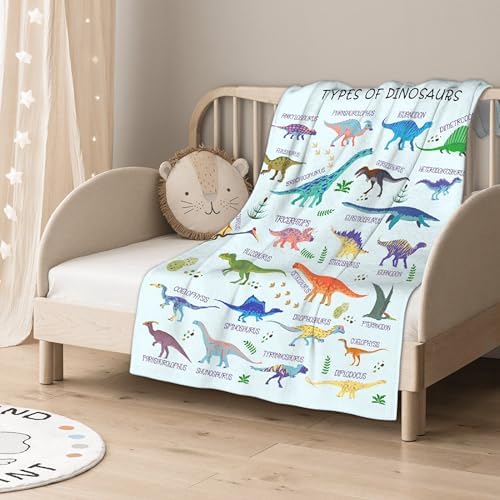 Types of Dinosaurs Blanket Gifts for Girls Boys Women - Super Soft Cozy Warm Throw Sheet for Couch Bed Sofa Office Decor All Season 30"x40" Pets - Image 4