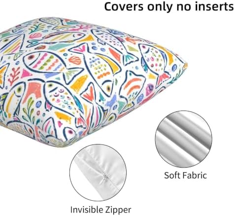 Graffiti Fish Throw Pillow Covers 18x18 inch Set of 2 - Image 5