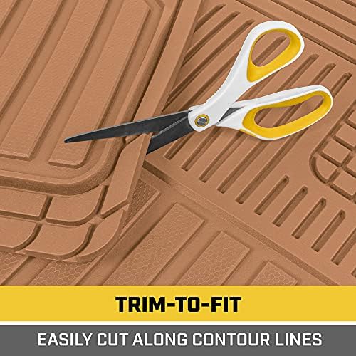 Cat® ToughLiner™ Beige Car Floor Mats - Heavy Duty Trim to Fit Floor Mats for Trucks - All-Weather Truck Accessories & Odorless Rubber Automotive Floor Mats - Car Mats & SUV Floor Liners for Car