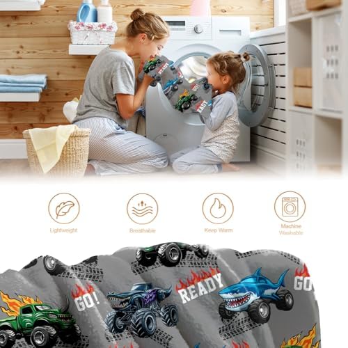 Car Shark Blanket Gifts for Adults Men Women Boys Girls Birthday Christmas Halloween Easter Dad Husband Boyfriend Son Throw Blanket 60"x80" - Image 6