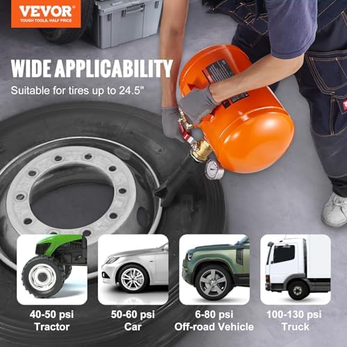 VEVOR Tire Bead Seater, 5 Gal/19L Air Tire Bead Blaster with Pressure Gauge & Handle, 145 PSI Seating Tool Inflator Tank, 85-116 PSI Operating Pressure for Car Truck ATV - Image 2