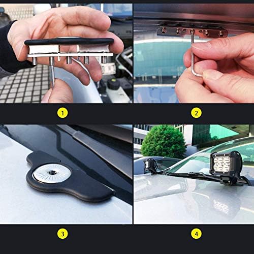 Nilight 2PCS 4 Inch 18W Spot led Pods Universal Adjustable Pillar Hood Led Work Light Mount Bracket with Off Road Wiring Harness-2 Leads