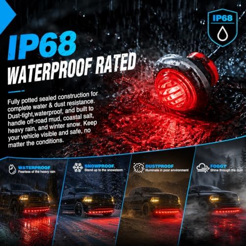 Nilight 3/4" Round Marker Lights 10PCS Red with 304 Stainless Steel Bezel