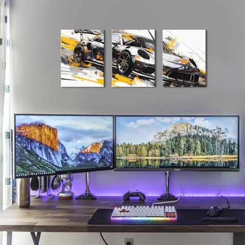 Car Poster Abstract Graffiti Supercar Canvas Wall Art for Boys Bedroom Colorful Sport Racing Cars Picture Black and White Truck Poster Artwork Garage Cave Men Office Playroom Home Decoration 12x16" 3P - Image 3