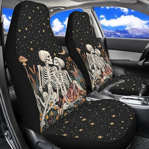 Skull Couple Galaxy Print Car Seat Cover Front Seats Covers for Women Men,Universal Fit for Most Cars,SUVs,Sedan,Truck or Van