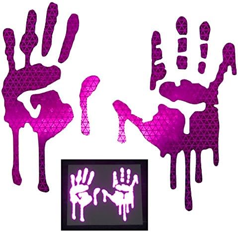 customTAYLOR33 High Intensity Grade Reflective Bloody/Dripping Hands Decals for Helmets, Windscreens, Rear Windows, Bumper Stickers (3 inches Height, Purple)