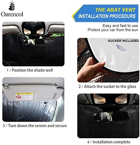 Funny Cat Car Windshield Sun Shade Cute Animal Foldable UV Ray Sun Visor Protector Sunshade to Keep Your Vehicle Cool (55" x 27.6")