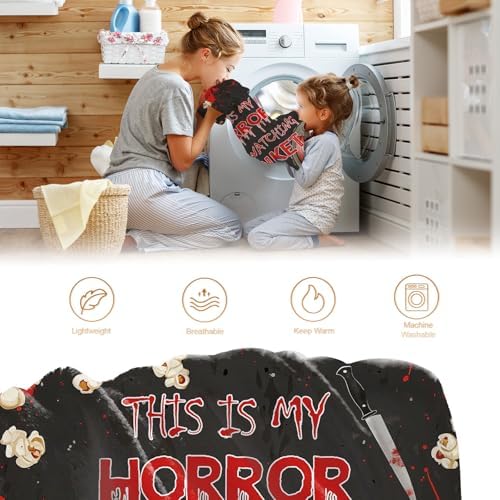 Horror Movie Throw Blanket, Horror Movie Gifts for Adult Men Women, Bed Room Sofa Couch Home Theater Decorations for Who Love Watching Horror Movies 60"x80" - Image 6