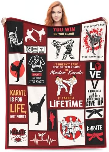 Karate Blanket Karate Throw Blanket Soft Fleece Flannel Bedding Black Belt Gifts for Boys Men Teens Lovers Adults Stuff Plush for Couch Sofa Bed Room Decor 50"X60" - Image 2