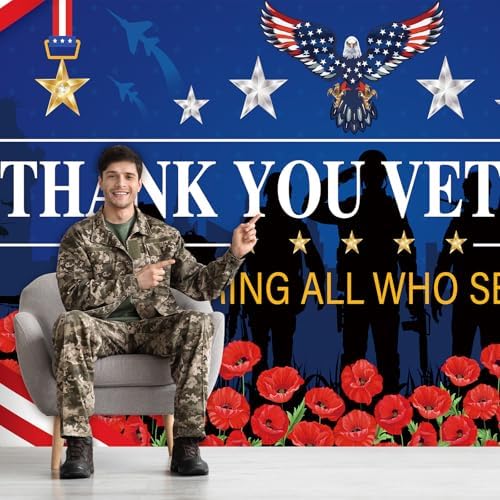 Preboun Thank You Veterans Day Garage Door Decoration 7 x 16 ft - Image 4