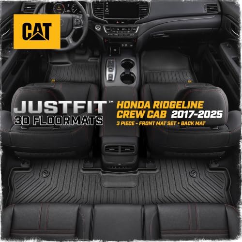 CAT® JustFit™ 3D Custom Fit Floor Mats for Honda Ridgeline 2017-2025, Heavy Duty All Weather Floor Liners Laser Measured, Honda Ridgeline Accessories