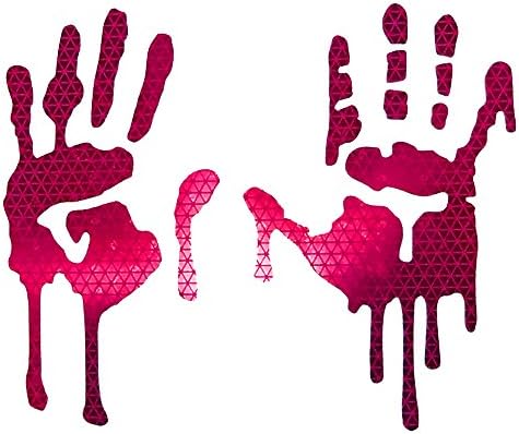 customTAYLOR33 High Intensity Grade Reflective Bloody/Dripping Hands Decals for Helmets, Windscreens, Rear Windows, Bumper Stickers (7 inches Height, Hot Pink)