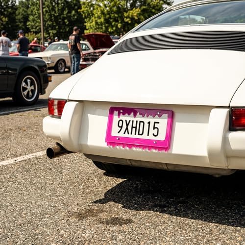 Timtin 1 Set Fluorescent Hot Pink License Plate Frame, Style 1