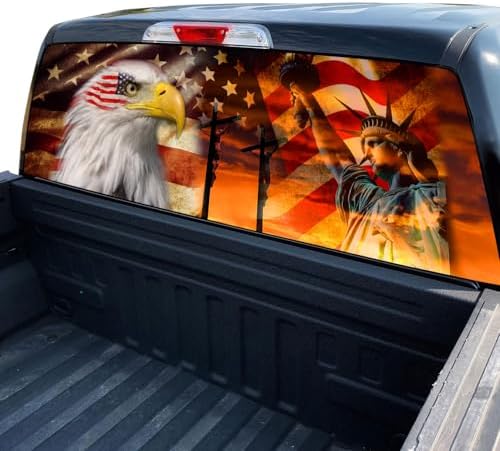 American Flag Decal for Truck, SUV & Car - Eagle Design (65x17in) for Men, Dad, Grandpa, Boyfriend
