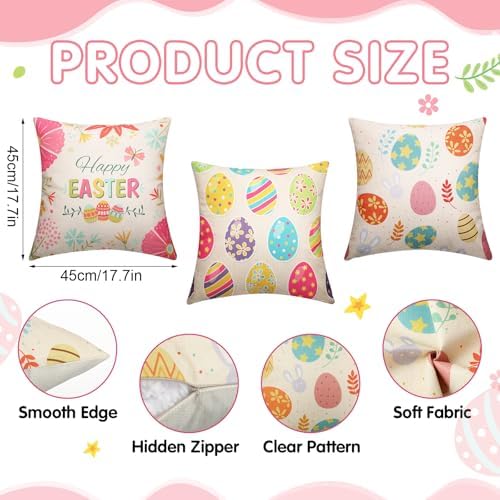 HunnmingRe 19 Pcs Easter Decorations Tree Ornament Large Bunny Ear Tree Topper Easter Egg Pillow Covers Rabbit Ear Picks Carrot Ornaments for Home School Office Spring Party Decor - Image 3