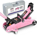 DNA Motoring Low Profile Hydraulic Trolley Service/Floor Jack, 2 Ton (4000 lbs) Capacity, Lifting Range 5.1"-13", Pink, TOOLS-00474-PK by DNAMOTORING-Tools