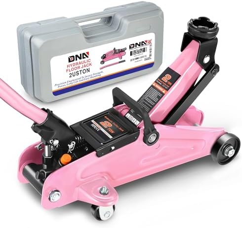 DNA Motoring Low Profile Hydraulic Trolley Service/Floor Jack, 2 Ton (4000 lbs) Capacity, Lifting Range 5.1"-13", Pink, TOOLS-00474-PK by DNAMOTORING-Tools