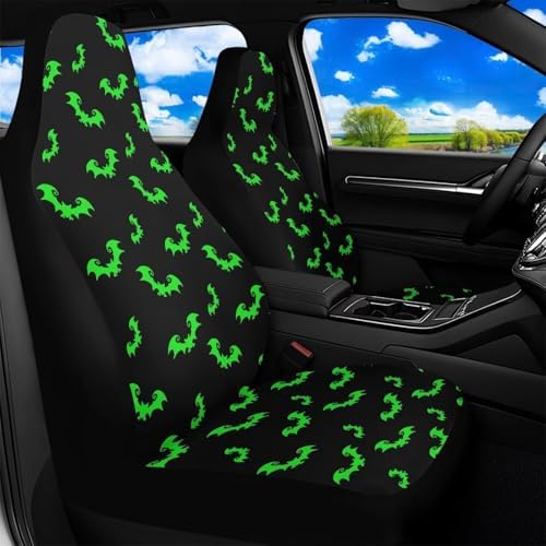 Bulopur Halloween Front Car Seat Covers Waterproof Breathable Bat Print Vehicle Seat Covers Auto Cushions Airbag Compatible for Cars SUV Truck Van