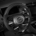 Cat® Steering Wheel Cover - Suede/PU Leather Black/Gray w/Chrome Logo, Durable & Comfortable with Advanced Grip, Car Steering Wheel Cover for Auto Truck Van SUV - Standard 14.5" - 15 Inches
