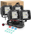 Nilight 4PCS LED Pods 3Inch 42W LED Cubes Upgraded Spot Flood Combo Driving Backup Reverse Light Bar w/Off Road Wiring Harness Kit -4 Leads for Pickup Car Trucks ATV UTV SUV, 2 Years Warranty