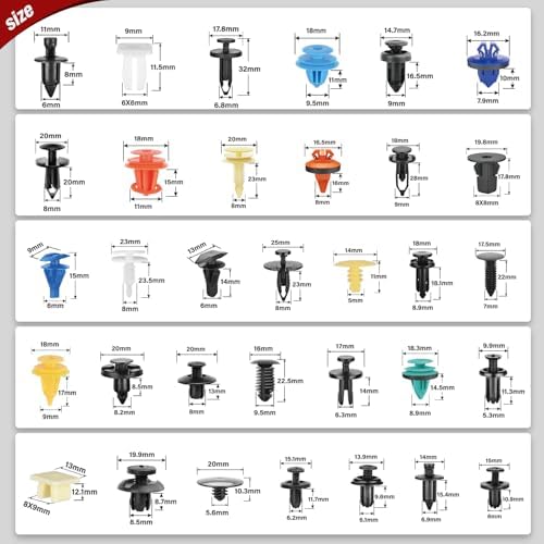 Nilight 1390Pcs Car Push Retainer Clips Auto Fasteners Kit Included 33 Most Popular Sizes Nylon Bumper Fender Rivets with 1 Fasteners Remover 10 Cable Ties for Toyota GM Ford Honda Chevy