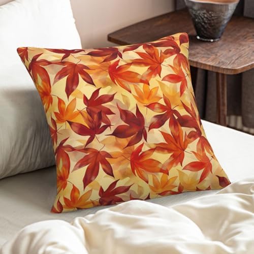 KiuLoam Fall Burnt Orange Maple Leaf Pillow Covers 22x22 Set of 2, Autumn Leaves Print Decorative Throw Pillow Cases, Farmhouse Style Outdoor Cushion Covers for Sofa Couch Living Room Bed - Image 2