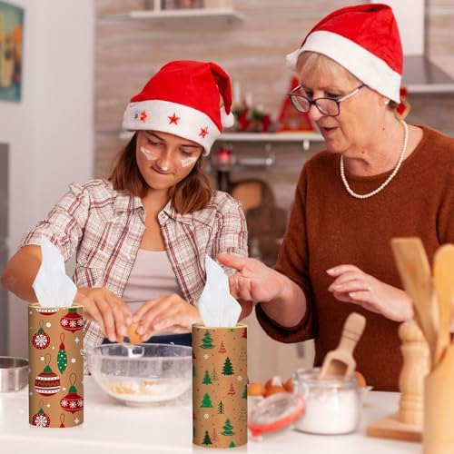 Hushee 4 Pcs Christmas Car Tissue Cylinders with 200 Tissues(Vintage Xmas) - Image 4