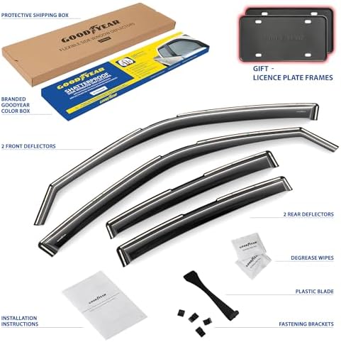 Goodyear Shatterproof in-Channel Window Deflectors for Dodge Charger 2011-2023, Rain Guards, Window Visors for Cars, Vent Deflector, Car Accessories, 4 pcs - GY007897