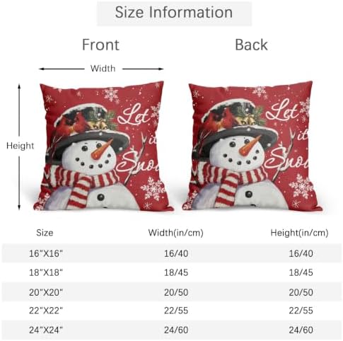 Christmas Snowman Pillow Covers 24x24 Set of 2 Red Highly Absorbent - Image 4
