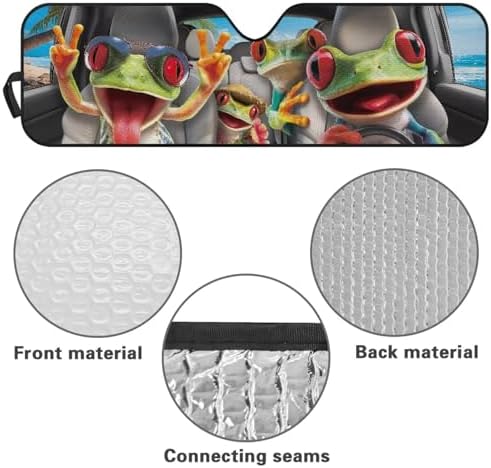 Renewold Funny Red Eyed Tree Frog Car Windshield Sunshade Sun Visor Cover for Jeep Wrangler JK JKU JL 1997-2023 2/4 Door Keep Cool Blocks Heat Sunlight Sun Shade Shield for Jeep Gladiator JT 2020-2023