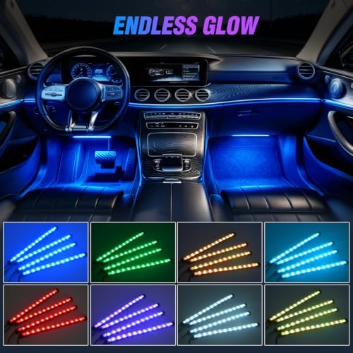 Nilight 4PCS 48LED Car USB Interior Neon Accent Lights RGB Remote Control