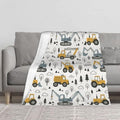 Cute Excavator Throw Blanket Flannel Fleece Truck Blanlet Autumn Lightweight Soft Fuzzy Cozy Travel Blanket for Couch Bed Fall Decor Thanksgiving Kids Boys Girls 60"x50" by dgdahk