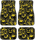 Yellow Black Ghost Print Funny Halloween Car Floor Mats 4 PCS, Cute Durable Interior Accessories for Car SUV, All Weather Floor Mats with Front Rear Trunk Liners Set for Party