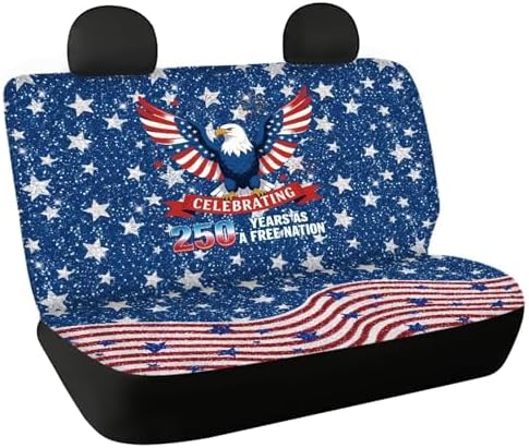 250th Anniversary American Flag Seat Covers Set Universal Car Seat Cover,Vehicle Backseat Protector Cushion Covers Fit SUV Truck Van Dog Back Seats Protection Dust-Proof