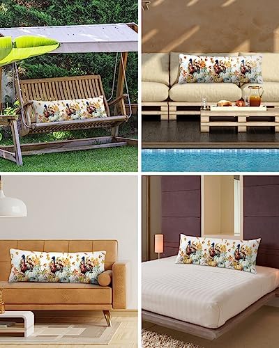 Pillow Covers 20x54 Inch - Body Thanksgiving Watercolor Turkey with Pumpkins White Soft Brushed Microfiber Pillowcases with Hidden Zipper Closure Bed Pillow Shams for Bedroom Sofa Car - Image 3