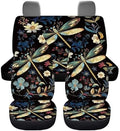 Dragonfly and Floral Pattern Car Accessories Car Seat Covers Front Rear Breathable Seat Covers Universal Fits for Truck, Sedan, SUV Auto Interior Protector