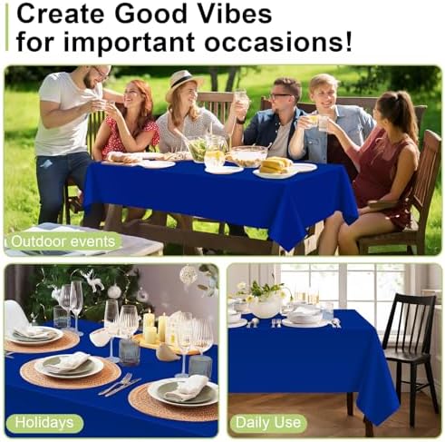 QIKSION 3 Pack Royal Blue Plastic Tablecloth, Blue Table Cloth Disposable - Image 4