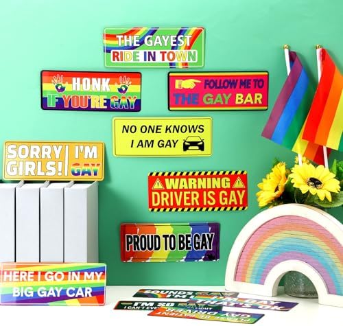 12 Pcs Funny Gay Car Magnets Bumper Prank Rainbow, Classic