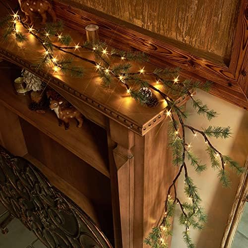 Hairui Lighted Pine Garland Battery Operated with Timer 6FT 48 Lights, Christmas Garland with Lights for Indoor Outdoor Home Holiday Decoration - Image 4