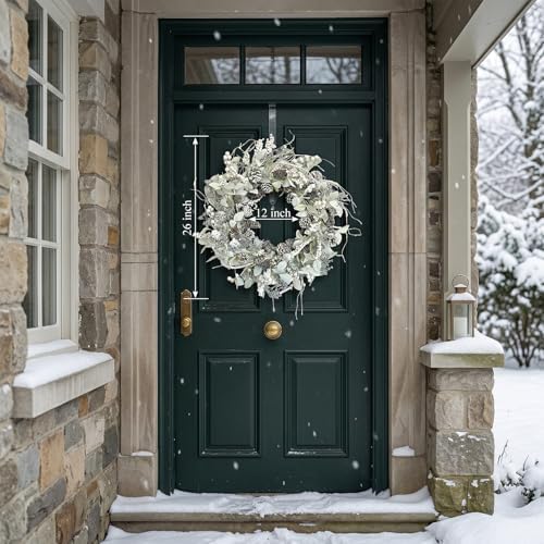 26 Inch Fall Wreath for Front Door with Frosted Pine Cones - Image 5