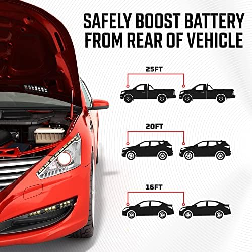 Energizer 1-Gauge 800A Heavy Duty Jumper Battery Cables 25 Ft Booster Jump Start - 25' Allows You to Boost Battery from Behind a Vehicle!