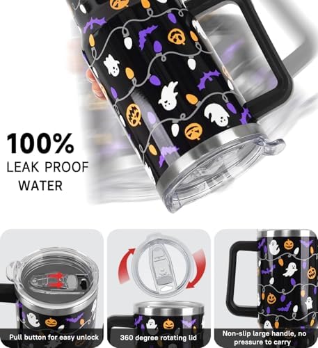 Halloween Tumbler 40oz Ghost Pumpkin Lanterns Goth Gifts for Women-1PCS - Image 6