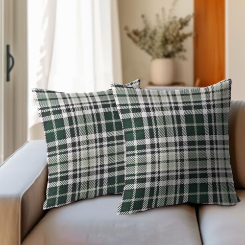 Christmas Plaid Pillow Covers 22x22 Set of 2 Green Highly Absorbent - Image 3