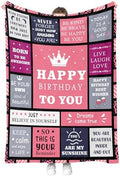 Happy Birthday Blanket for Grils Women, Best Wishes Inspirational Birthdays Gifts for Mom Sister Bestie,Bday Present Decorations for Bed Sofa Couch 50"x60" by Hohoto