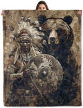 Native American and Bear Throw Blanket Gifts for Women Kids, 40x50in by Buttigiy