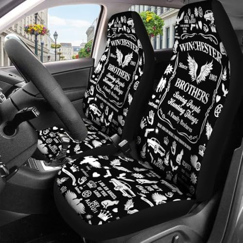 GENANY Retro Horror Scene Car Seat Covers, 2-Piece Front Seat Set