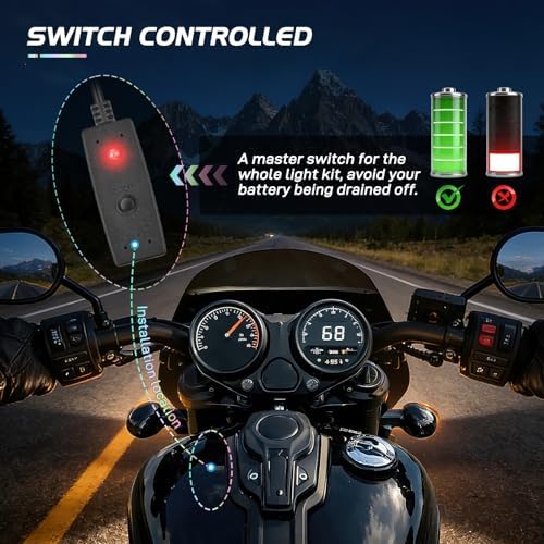 Nilight 12PCS Motorcycle RGB LED Light Kit APP and Remote Control