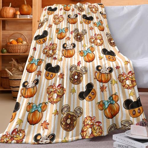 Fall Pumpkin Flannel Blanket, Autumn Thanksgiving Throw Blanket - Image 5