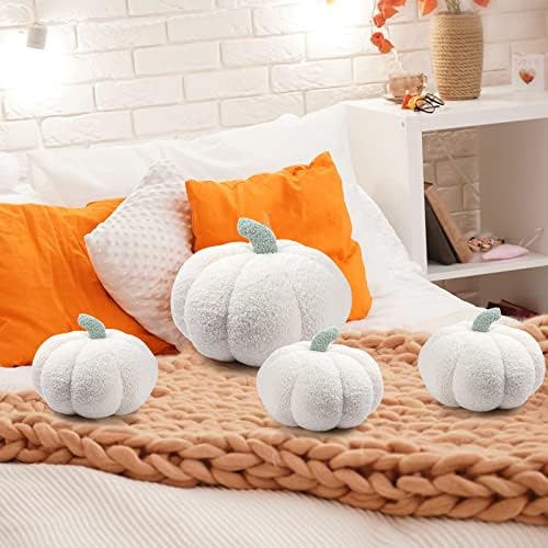 Kajaia 4 Pcs Pumpkin Pillow Fall Decor Thanksgiving, White - Image 6