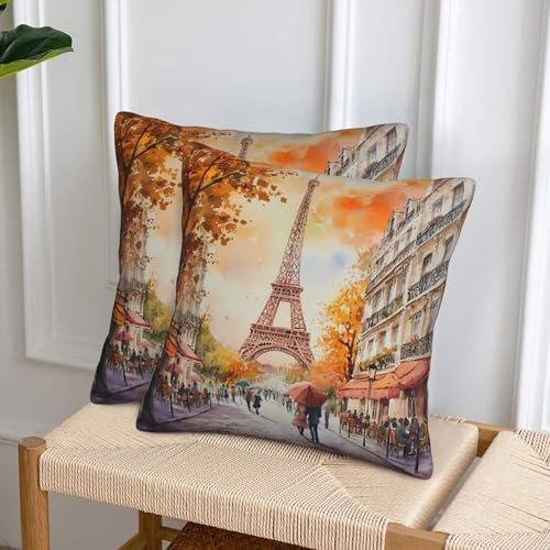 Paris Eiffel Throw Pillow Covers 18x18 inch Set of 2 Pillow Case Cushion Cover for Home Sofa Couch Living Room Car Decor - Image 4
